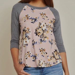 Downeast ModCloth Floral Baseball Top XS